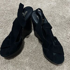 MK Black Wedge Sandals